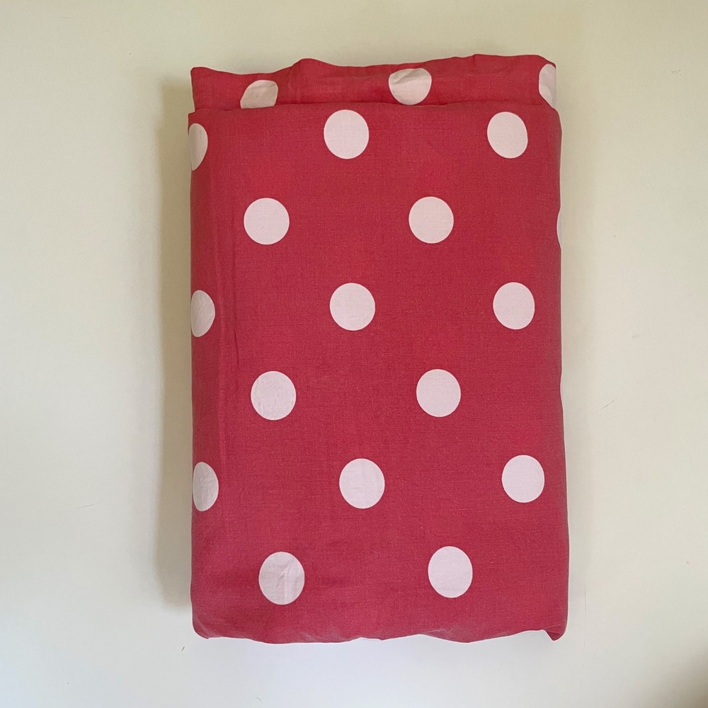 Garnet Hill King Flat Sheet Red White Polka Dot Cotton Bold Colorful Maximalist